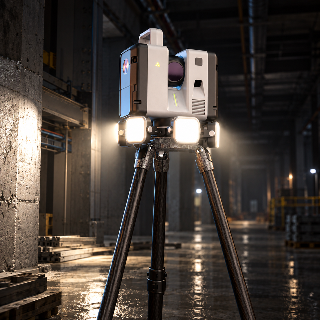 Laser Scanner in a Shadowy Warehouse